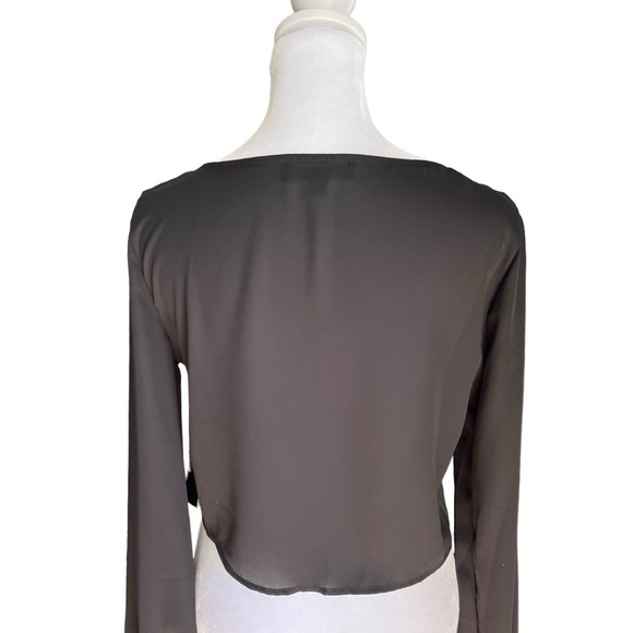 Lulus - NWT Long Sleeve Open Tie Front Crop Blouse Sz S - Picture 4 of 7